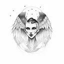 half angel and other half devil face girl tattoo design idea