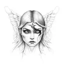 half angel and other half devil face girl tattoo design idea