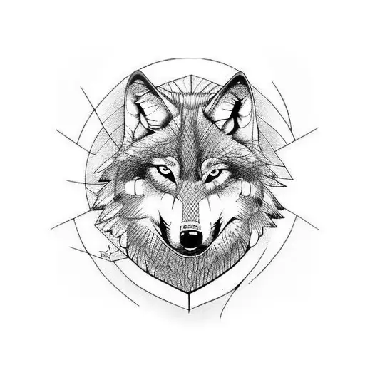 wolf black red tattoo design idea