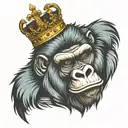 gorilla wearing crown tattoo design idea