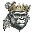gorilla wearing crown tattoo design idea