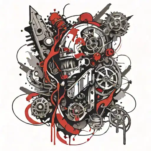 bio mechanical trash polka style tattoo tattoo design idea