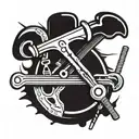 A bio mechanical hockey stick merging with a wrench and screwdriver, symbolizing the client's love for both hockey and tools tattoo design idea