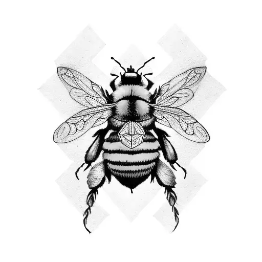 Bumble bee with letters M and J tattoo design idea