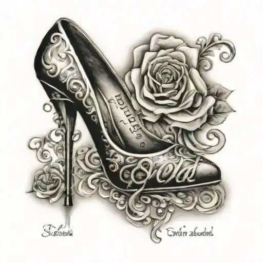 Louboitin high heel stilletto with S.P.O.D. written above  tattoo design idea