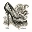 Louboitin high heel stilletto with S.P.O.D. written above  tattoo design idea