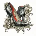Louboitin high heel stilletto with S.P.O.D. written above  tattoo design idea