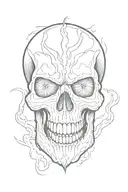 skull on fire tattoo design idea