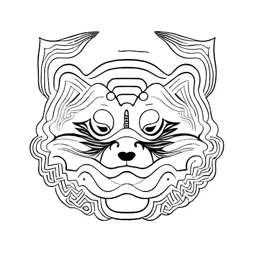 A stoic mask with a red panda pattern, representing the actor's passion and love for stoicism tattoo design idea