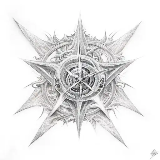 chaos star in Hans rudolf giger style tattoo design idea