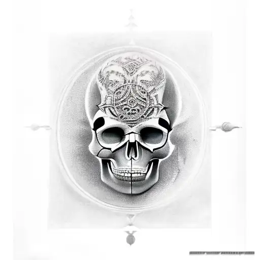 woman with skull in Hans Rudolph Giger style tattoo design idea