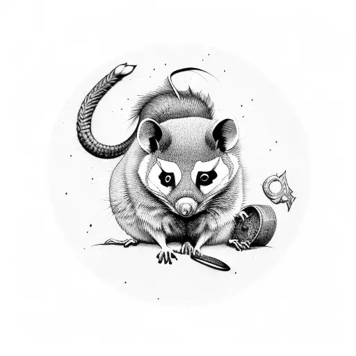 angry buff possum  tattoo design idea