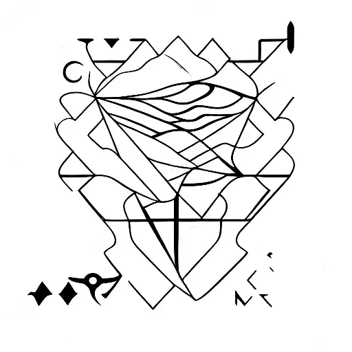 Triathlon symbols integrated into an abstract geometric design tattoo design idea