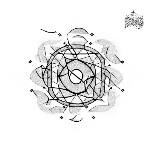 Triathlon symbols integrated into an abstract geometric design tattoo design idea