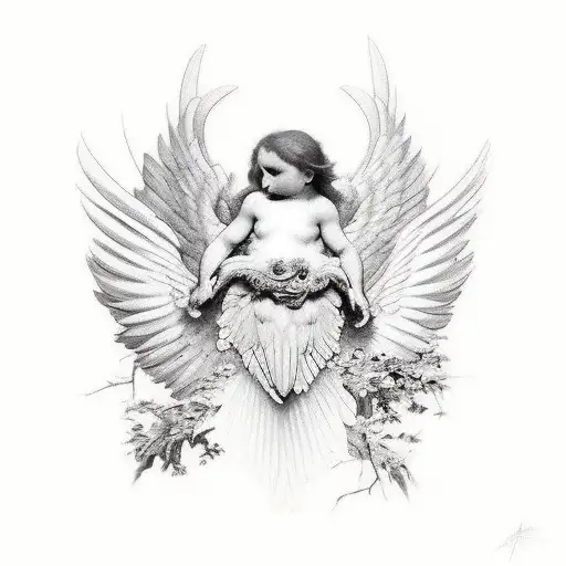 bird with the of eyes ilustraction fallen angel Alexandre cabane, i woud like the bird flying  tattoo design idea