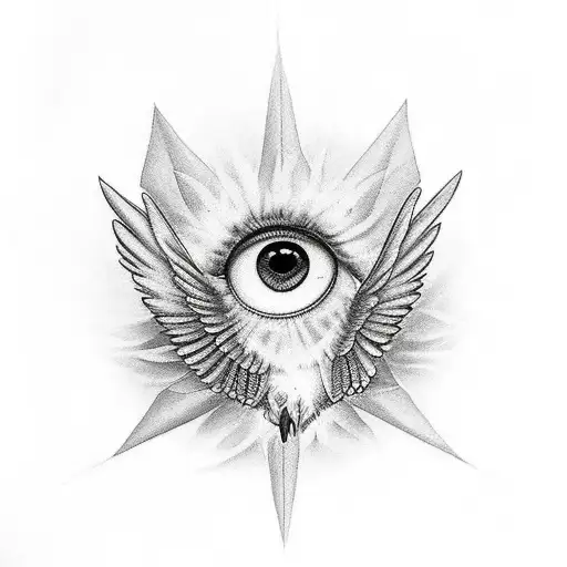 a bird with eyes of the angel fall  tattoo design idea