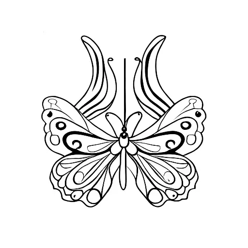 4 butterflies horizontal tattoo design idea