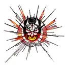 Tattoo design for neck, 2 demon mask Ronin on each side Japanese flames  tattoo design idea
