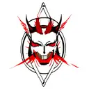 Tattoo design for neck, 2 demon mask Ronin on each side Japanese flames  tattoo design idea