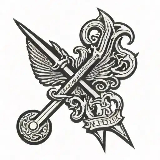 trident over Boston "B" similar to New York Yankees logo tattoo design idea