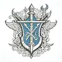 barbados trident over Boston "B"  tattoo design idea