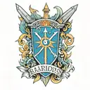 barbados trident over Boston "B"  tattoo design idea