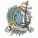 barbados trident over Boston "B"  tattoo design idea