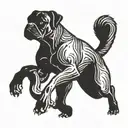 A stylized silhouette of a boxer dog doing a sports activity like running or playing fetch tattoo design idea
