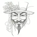 Guy Fawkes Mask tattoo design idea