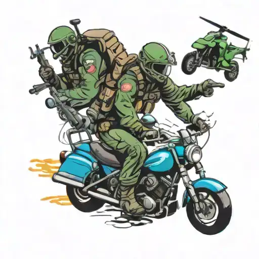swat, marines, paramedic, skydiving motorcycle  tattoo design idea