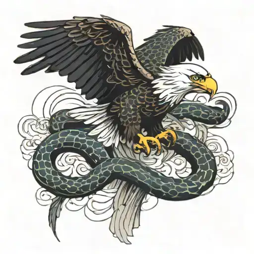 eagle catches a snake tattoo design idea