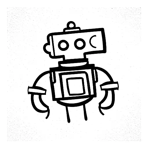 black line vector tattoo flash minimalist angry robot