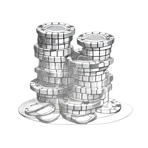 A stack of poker chips forming the shape of a family house tattoo design idea