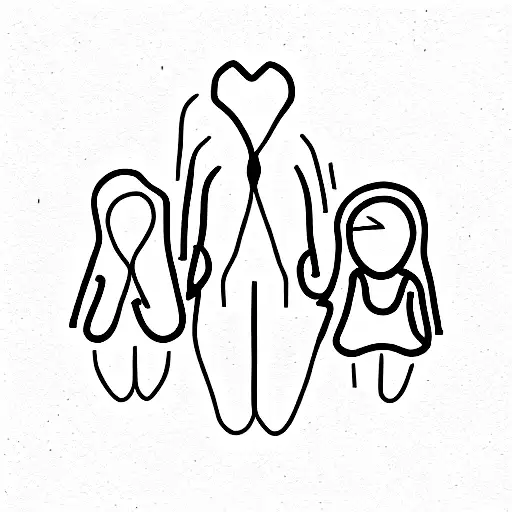 mom dad 3 sisters  tattoo design idea