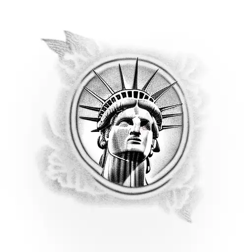 statue of liberty, american flag tattoo design idea