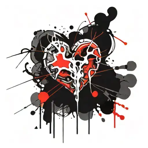 heart break, violent, sad, blood tattoo design idea