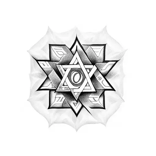 Star Of David and Holy Cross Together tattoo design idea