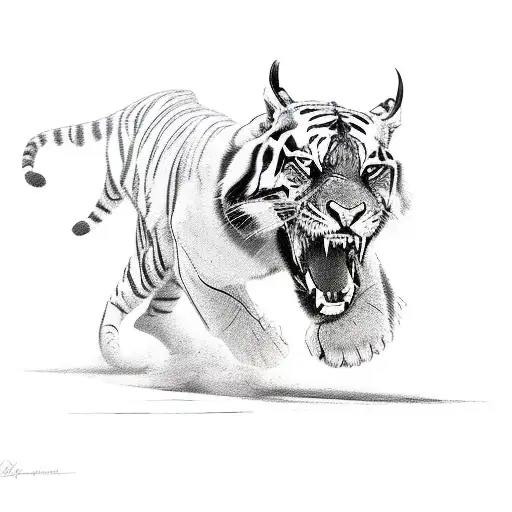 A dynamic composition showcasing a male model doing a challenging gym pose while a sabertooth tiger prowls in the background tattoo design idea