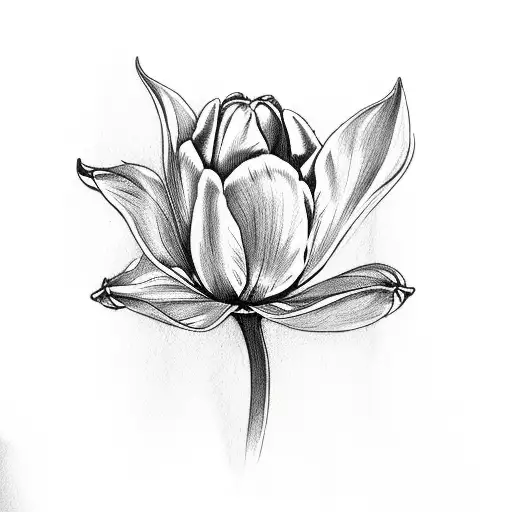 Green tulip tattoo design idea