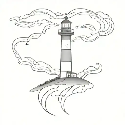lighthouse storm clouds with lightning tattoo design idea