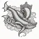 word leviathan on leg tattoo design idea