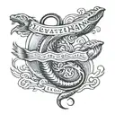 word leviathan on leg tattoo design idea