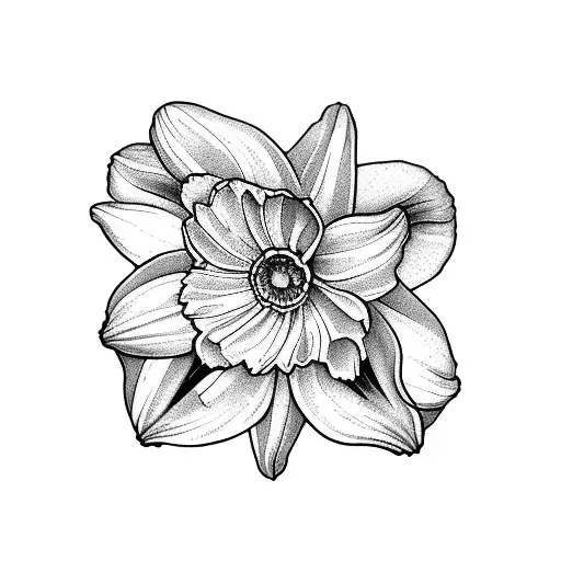 Violet, Daffodil, Daisy, Narcissus, and Lily of the valley flower bouquet  tattoo design idea