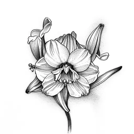 Violet, Daffodil, Daisy, Narcissus, Lily of the valley flowers tattoo design idea