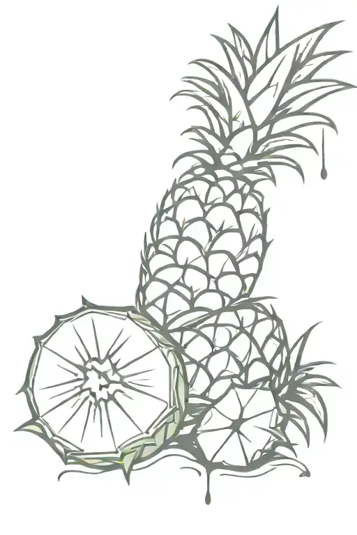 pineapple with a knife in it and blood dripping tattoo design idea