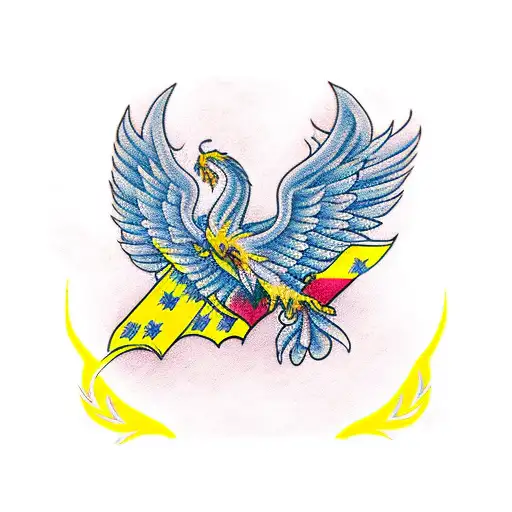 phoenix in Ukrainian national colours  tattoo design idea