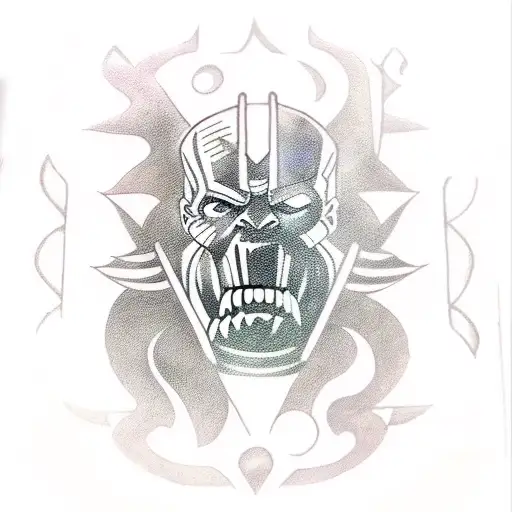 thanos sword and the infinity stones tattoo design idea