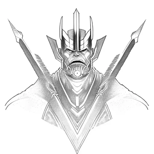 thanos sword and the infinity stones tattoo design idea