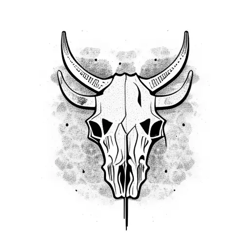western cow skull with pistols tattoo design idea