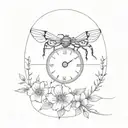 eye clock flowers scorpion tattoo design idea